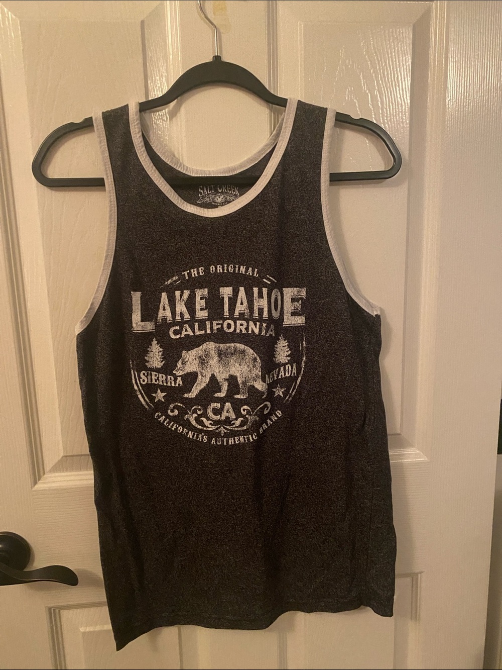 Salt Creek Lake Tahoe Graphic Tank Top - Charcoal/White